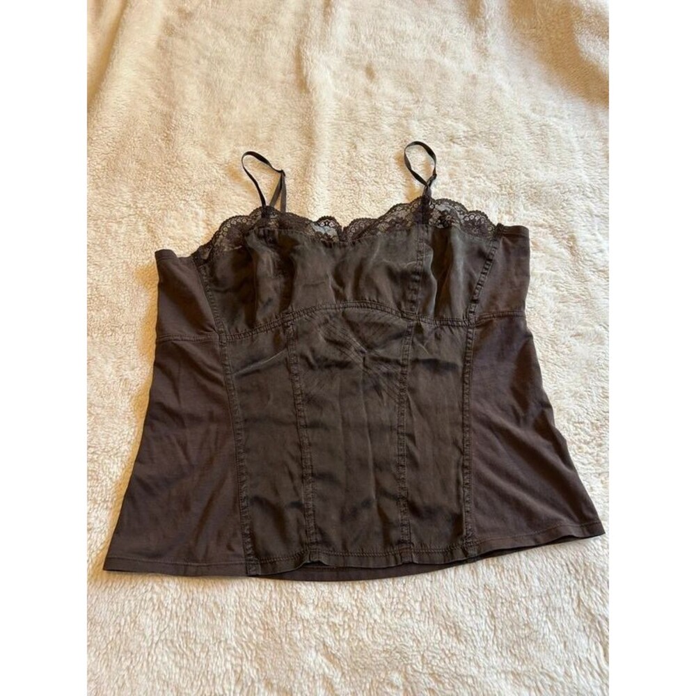 Anne Klein Fairy Dark Chocolate Brown Satin Corset Tank Top